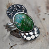 ring granulation green turquoise unusual sterling boho gypsy
