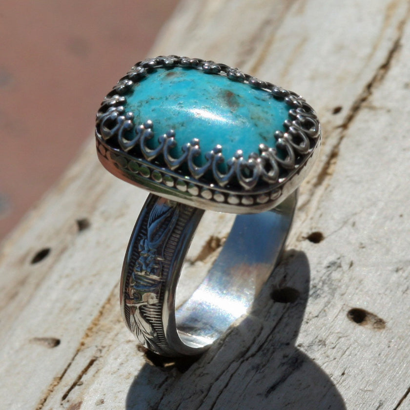 turquoise ring style unusual blue Indian boho gypsy jewelry