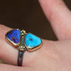 Lightning Ridge Opal and Turquoise Ring   Size 7