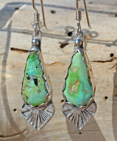 Sea glass drop earrings by Boho Silver