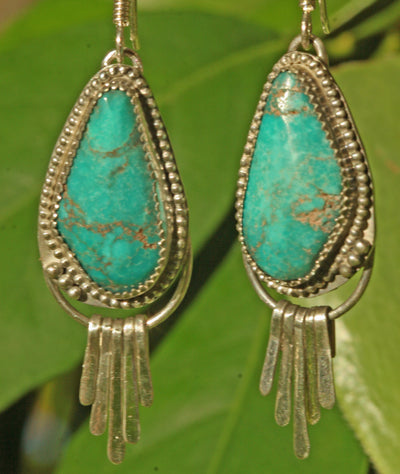 Natural Old Stock Turquoise Earrings, Boho Earrings, Drop Earrings Sterling Silver, Turquoise Dangle Earrings, Jewelry Trends