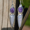 Blue Lace Agate and Charoite  Earrings - Boho Gypsy, Hippie Chic, Spring, Soothing