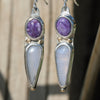 Blue Lace Agate and Charoite  Earrings - Boho Gypsy, Hippie Chic, Spring, Soothing