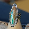 Blue Opal Wood Ring,  Size 8 3/8