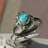 Nevada Turquoise Organic Beauty - Organic Ring With 18k Gold Accents - Size 9,Boho, Bohemian