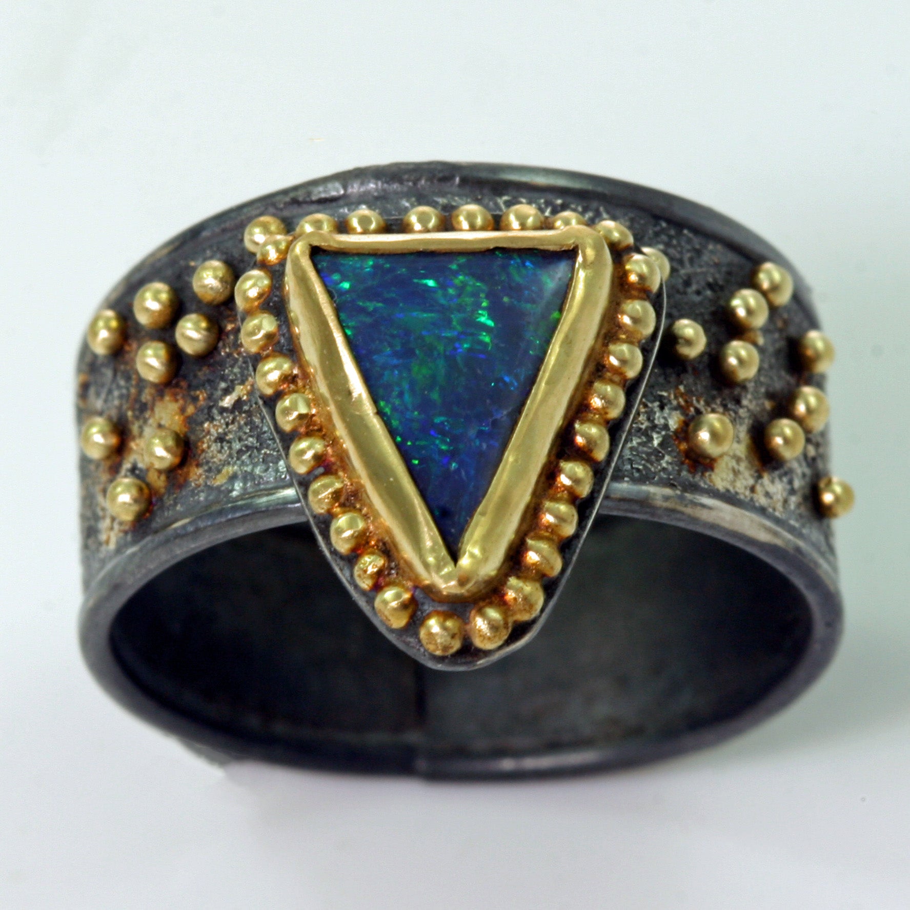Once In A Blue Moon Ring - Boulder Opal - 18k Gold  - Size 8.5