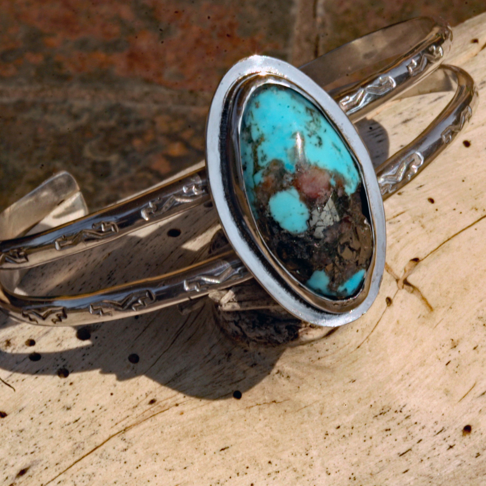 Kingman Turquoise Cuff Bracelet - Sterling Silver