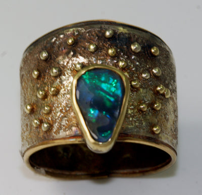 Flash Boulder Opal Ring - Size 8 1/4