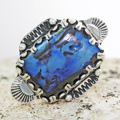 blue australian boulder opal sterling silver