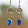 dangle earrings Texas star blue Opal sterling silver hippie Boho jewelry