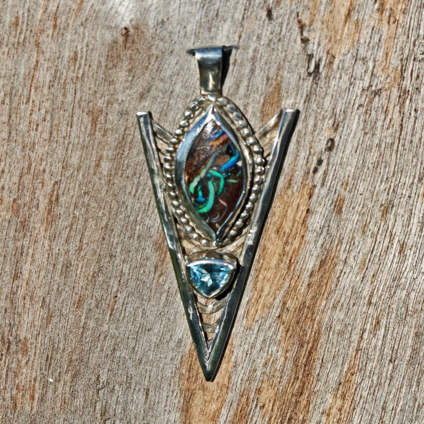 boulder opal pendant jewelry edgy boho sterling silver