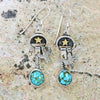 turquoise dangle earrings texas star cactus turquoise sterling silver cow girl